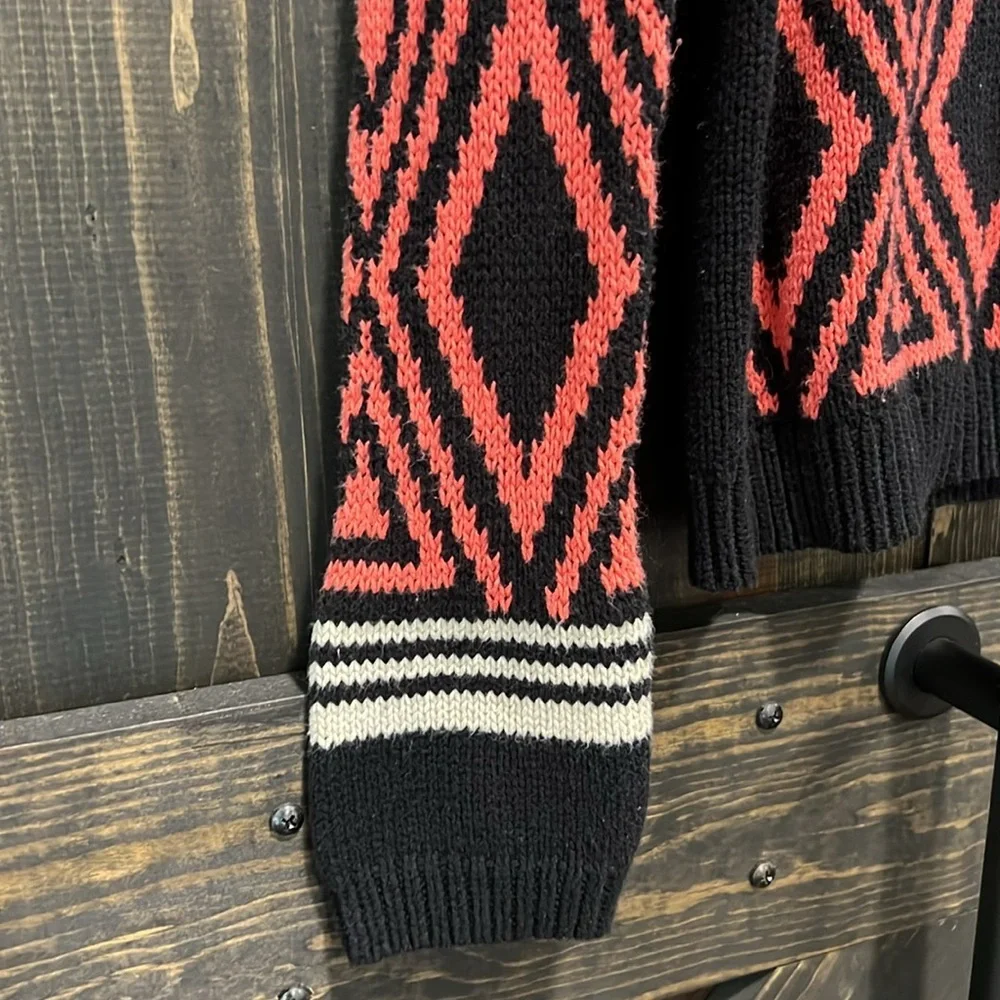 Volcom Black Orange Abstract Sweater S Geo‎ Stripe Festival Grunge Streetwear